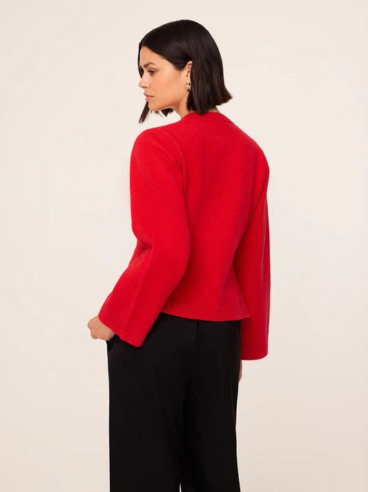 KITRI Cleo Red Knit Cardigan
