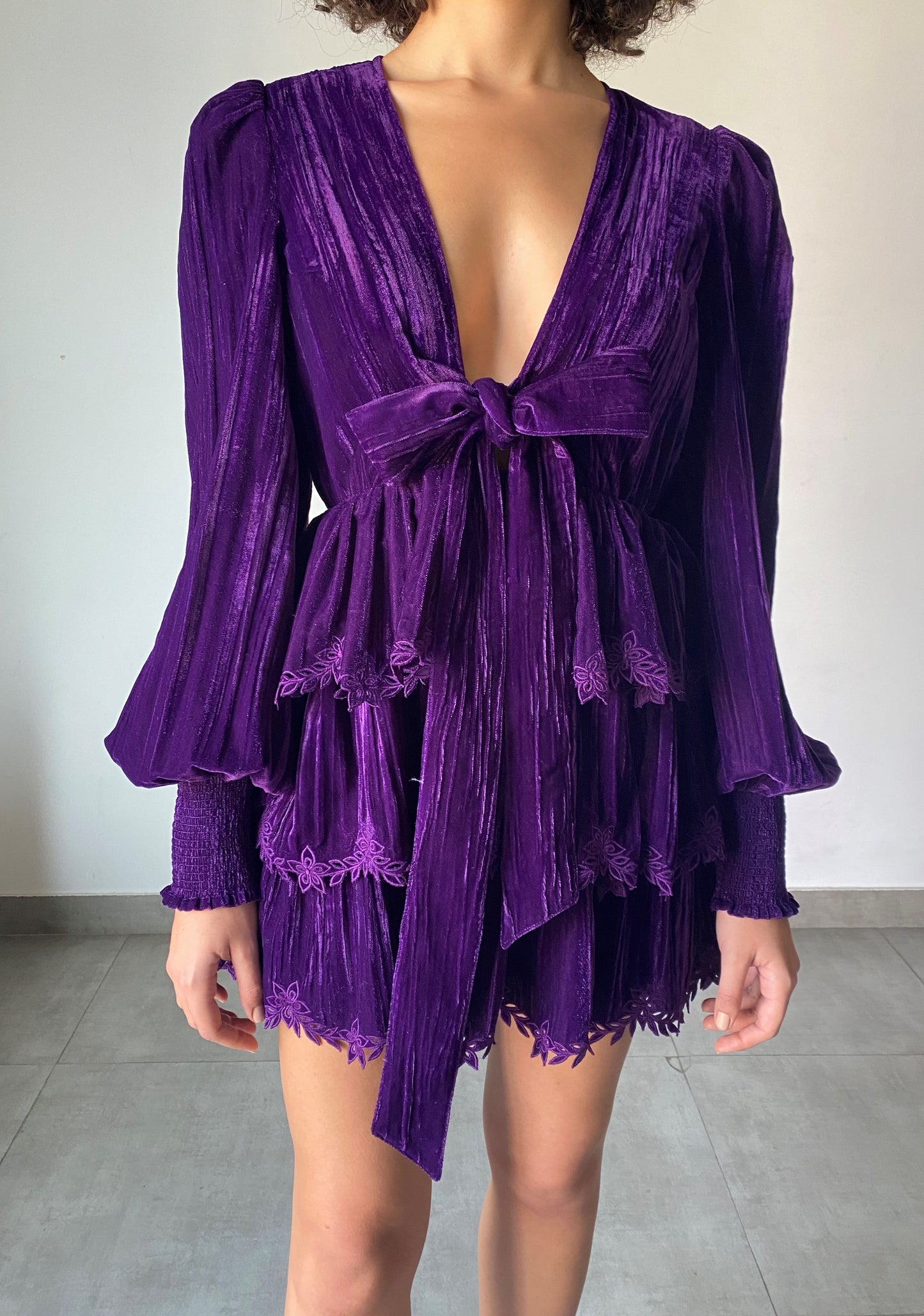 Hemant & Nandita Reha Purple Velvet Dress