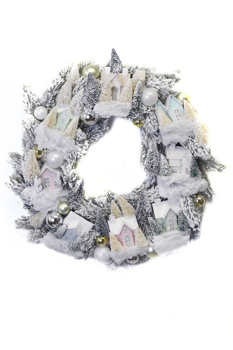 Frosted Village Wreath - Light