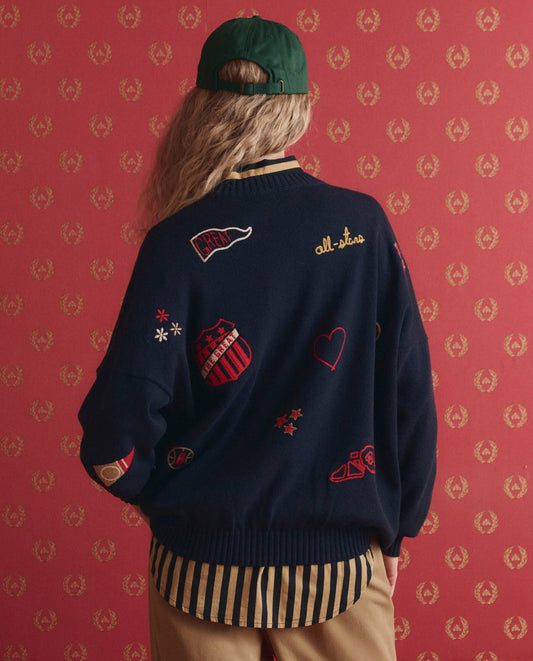The Embroidered Oversize Crew Pullover