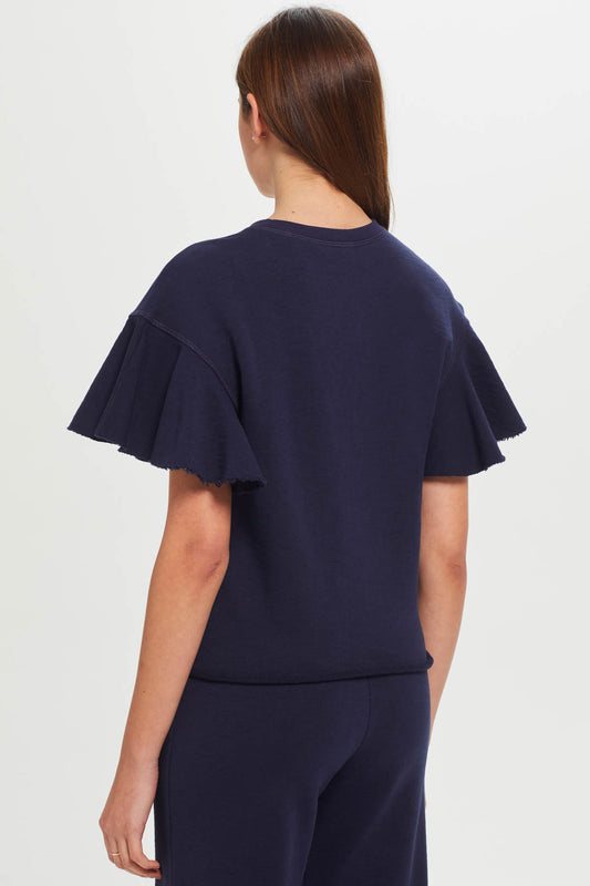 Goldie Melrose Ruffle Sleeve Top - NAVY