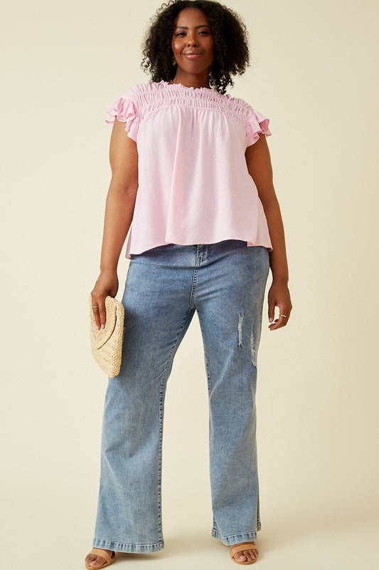 Smocked Ruffle Detail Tank