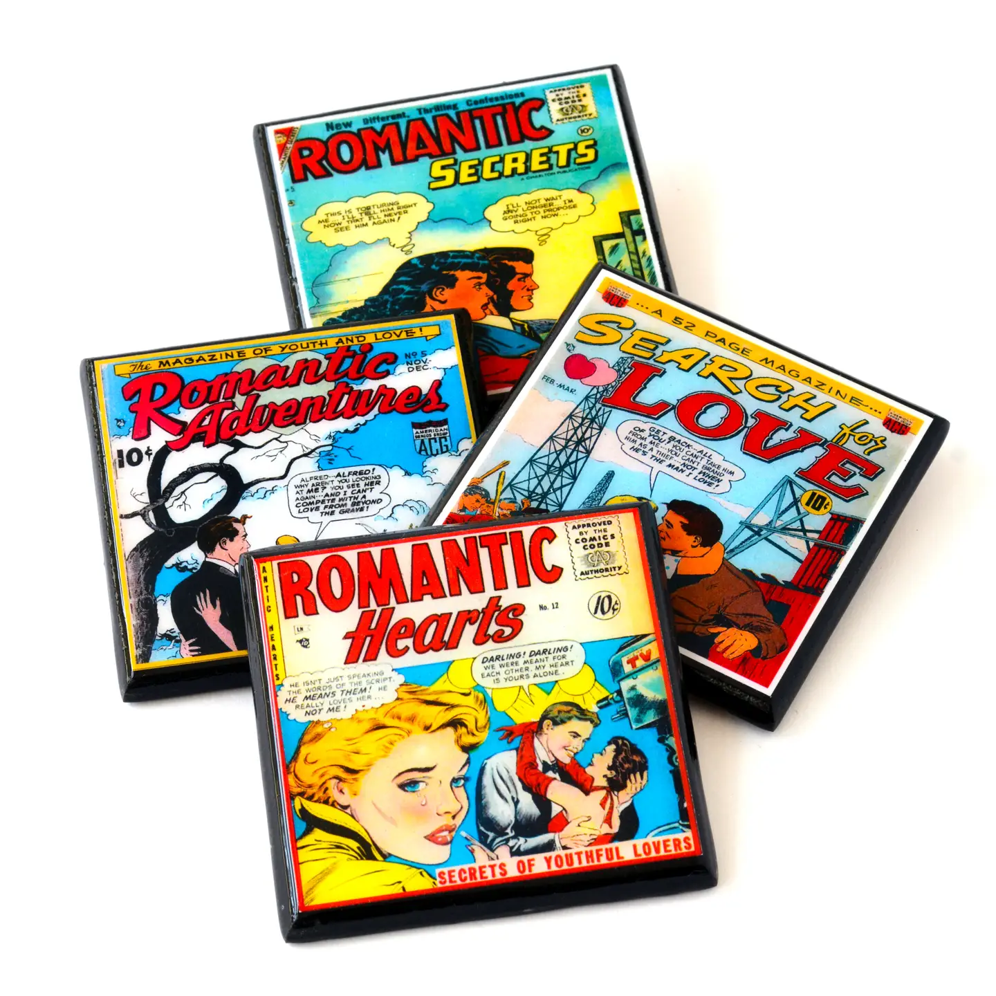 Vintage Romance Comic Book Coasters