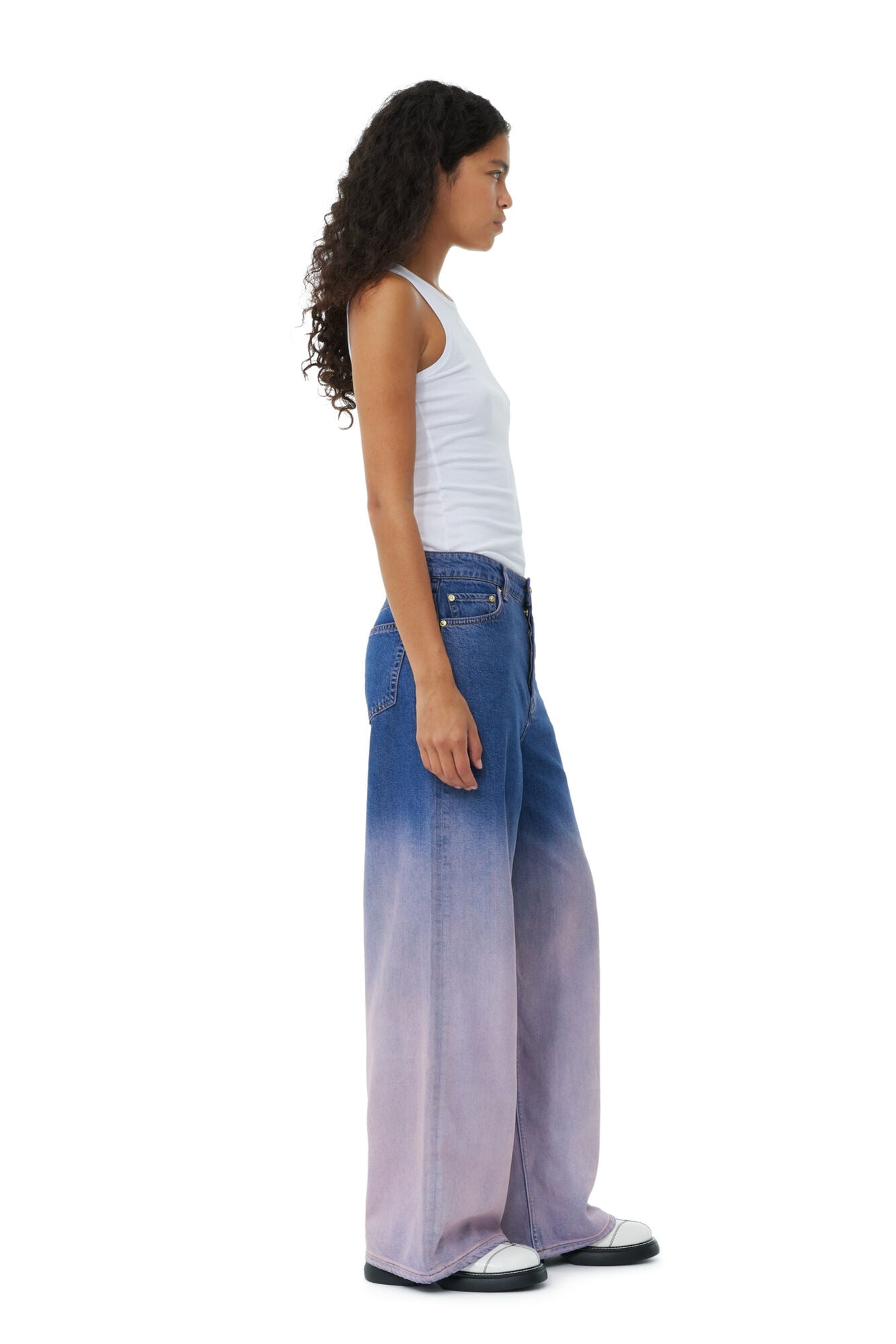 Ganni PURPLE BLEACH FUTURE DENIM WIDE JEANS