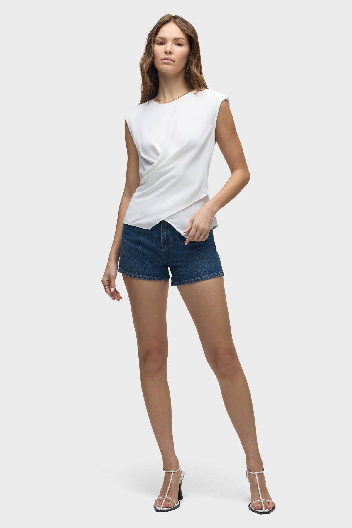 Hudson Shoulder Padded Wrap Sleeveless Tee