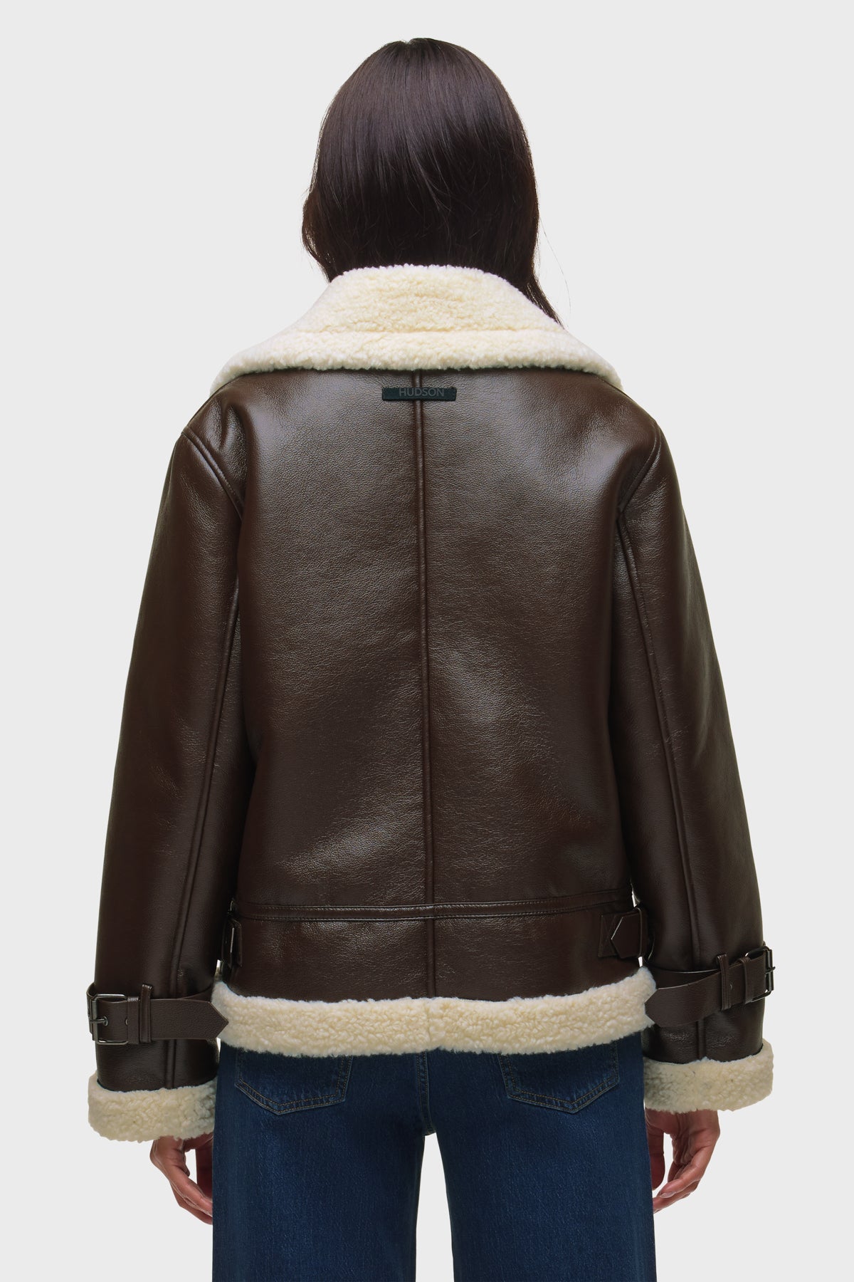 Hudson Vegan Leather Sherpa Jacket