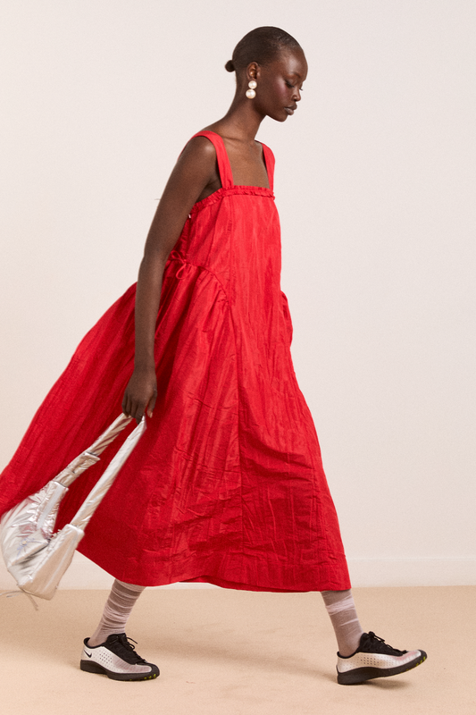 Damson Madder Elina Midi Dress - Red Taffeta