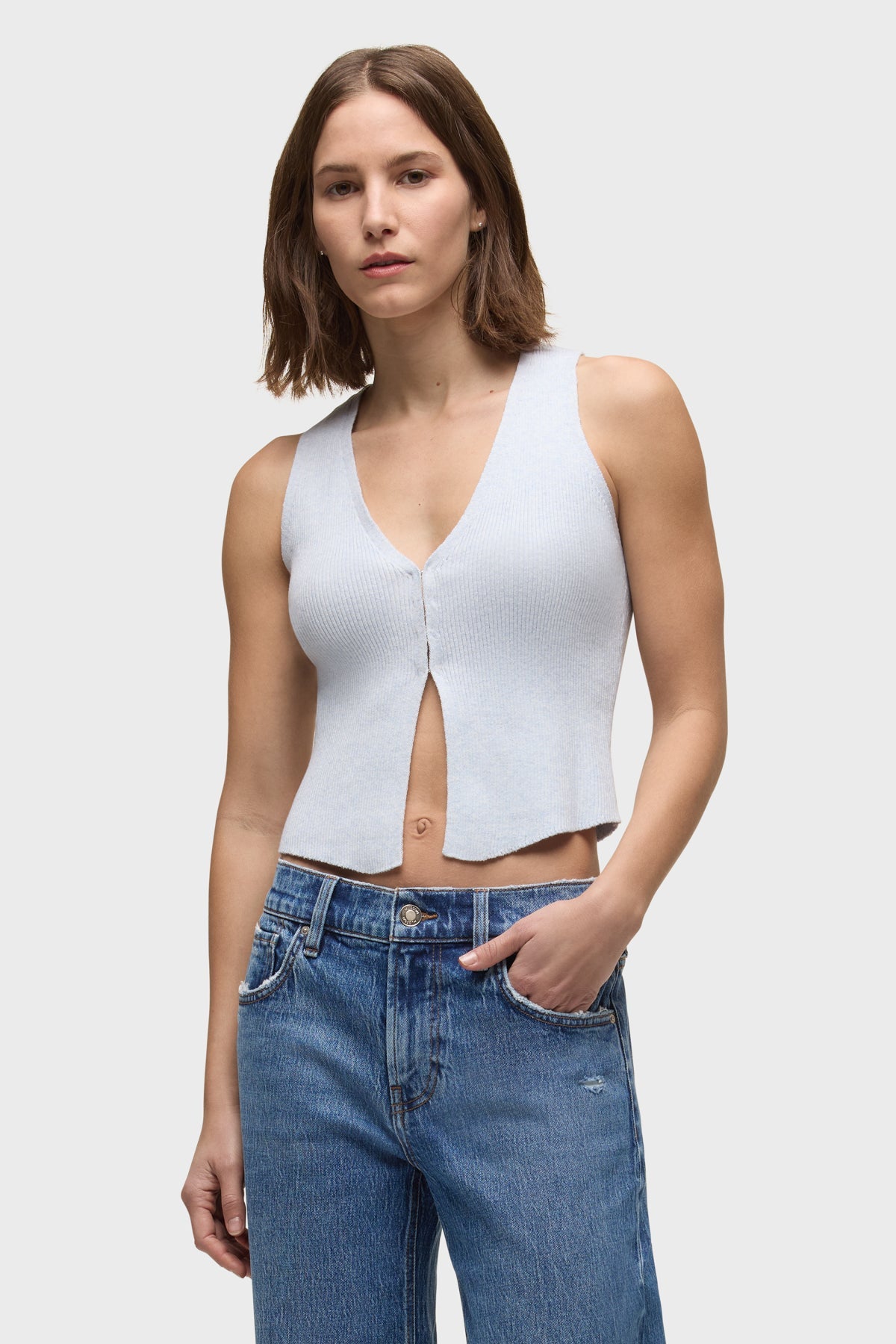 Hudson Sleeveless V-Neck Sweater - Ballad Blue