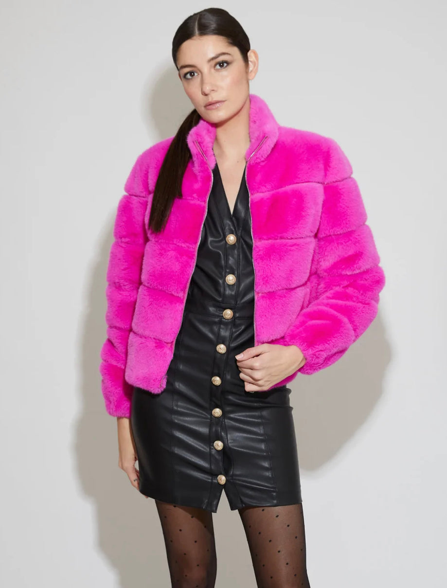 Generation Love Jodi Hot Pink Faux Fur Jacket