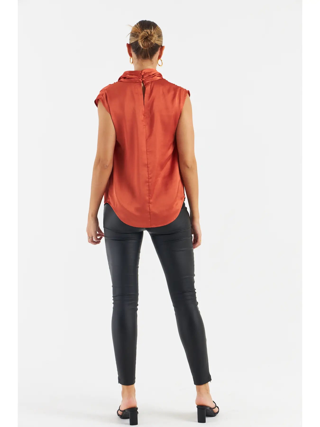 Lauren Orange Satin Blouse