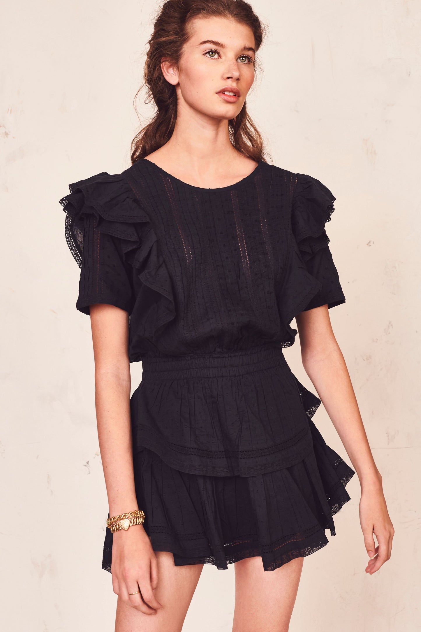 LOVESHACKFANCY NATASHA MINI DRESS BLACK