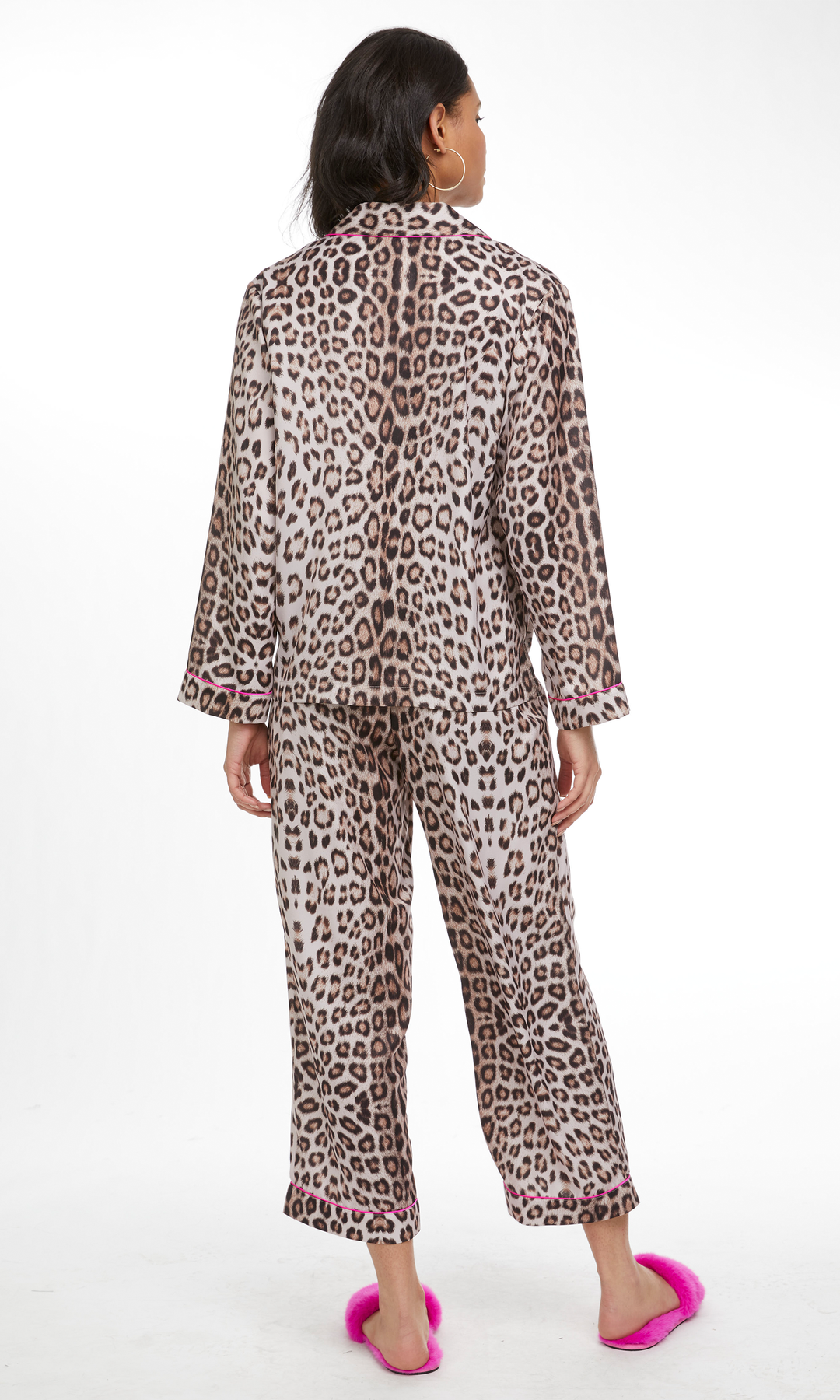 NIKKI LEOPARD PAJAMA SET HOT PINK