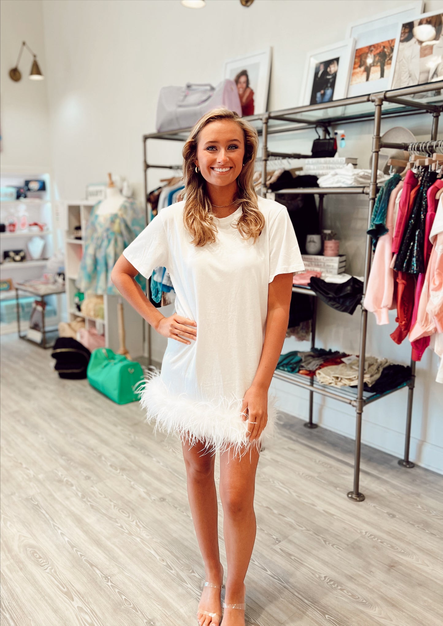 WHITE FEATHER DRESS