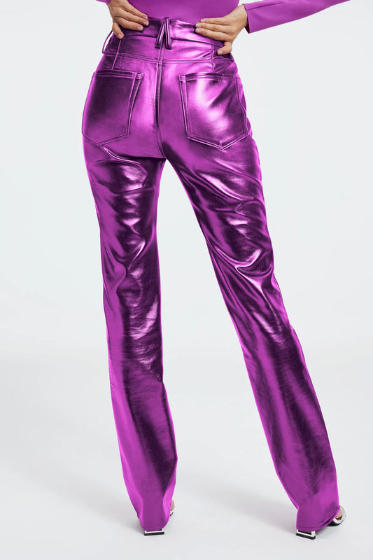 Good American Metallic Faux Leather Pants