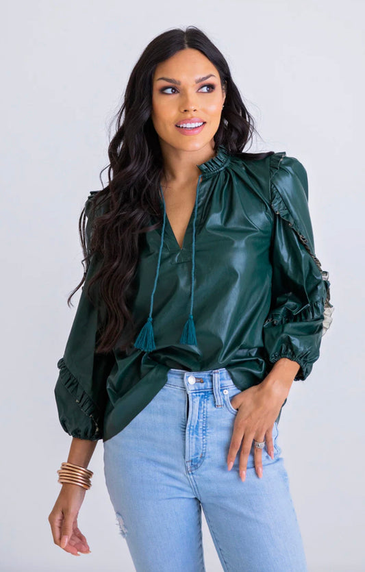 Hunter Green Pleather Top