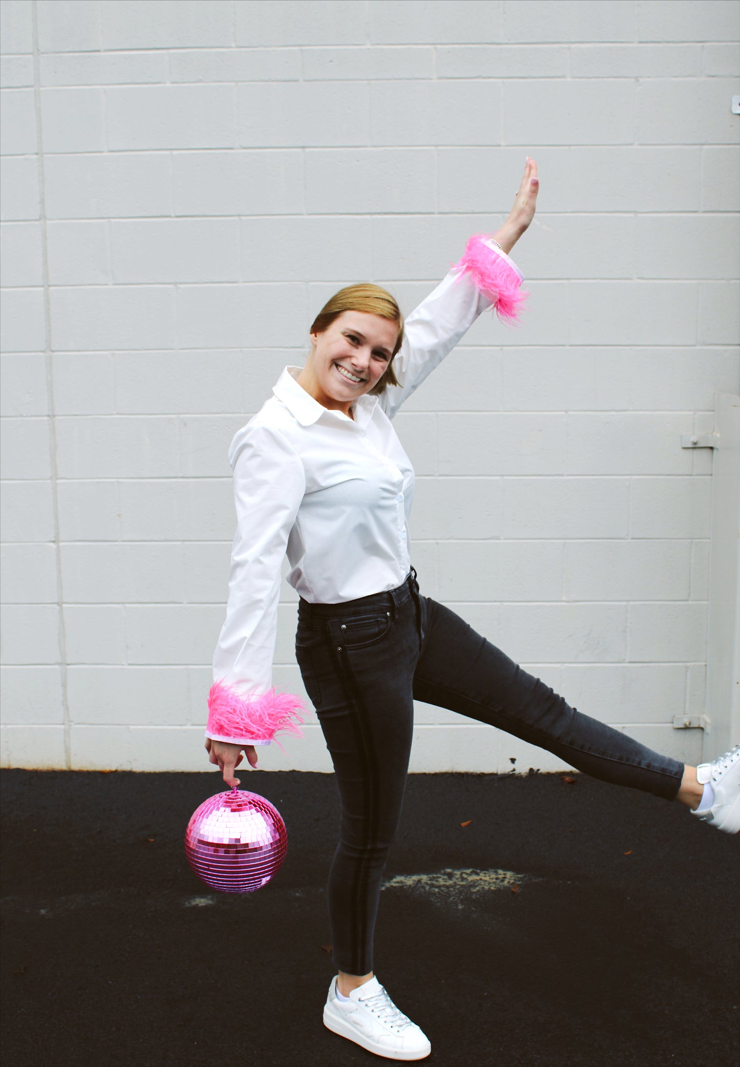 Hot Pink feather cuff top