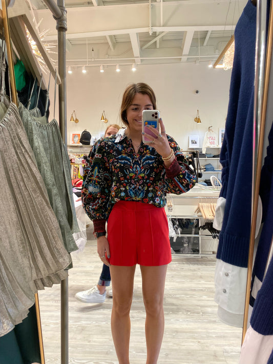 Alice + Olivia April Embroidered Floral Blouse