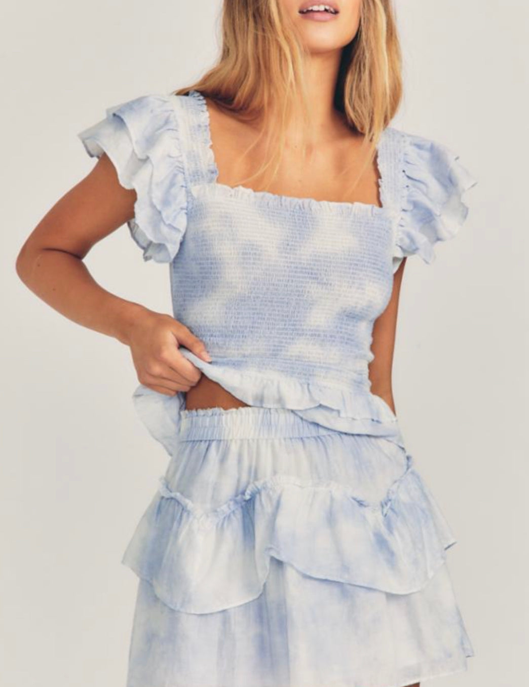 LoveShackFancy Abrielle Skirt - Heather Blue