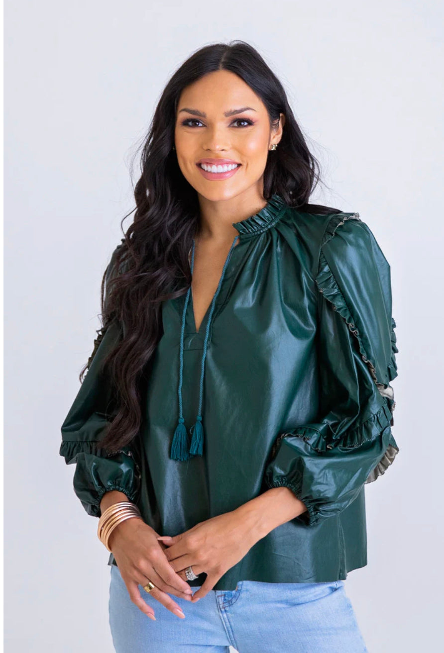 Hunter Green Pleather Top