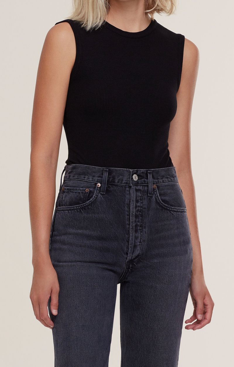 Agolde Sutton V Back Bodysuit in Black