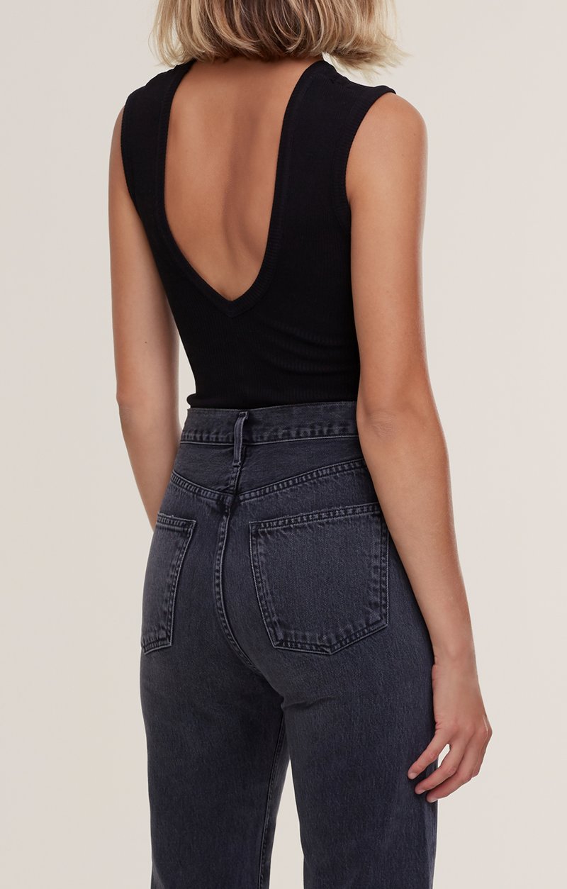 Agolde Sutton V Back Bodysuit in Black