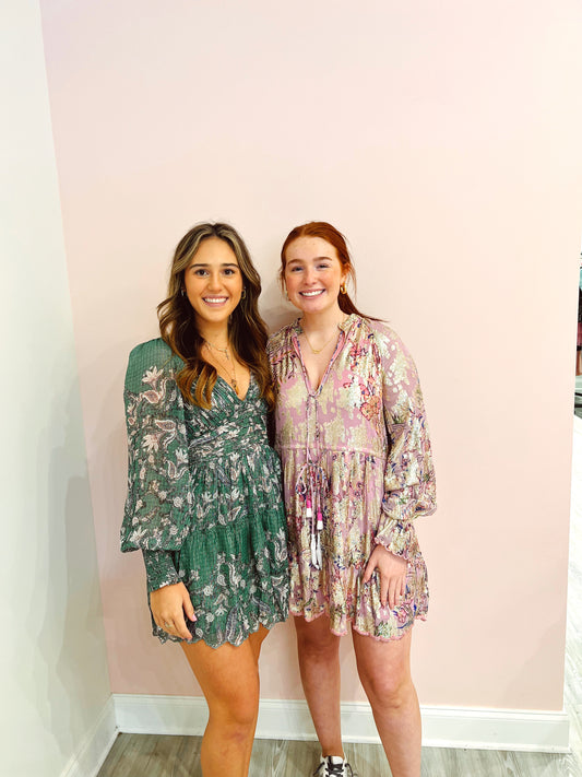 Hemant & Nandita Lilac Floral Lurex Dress