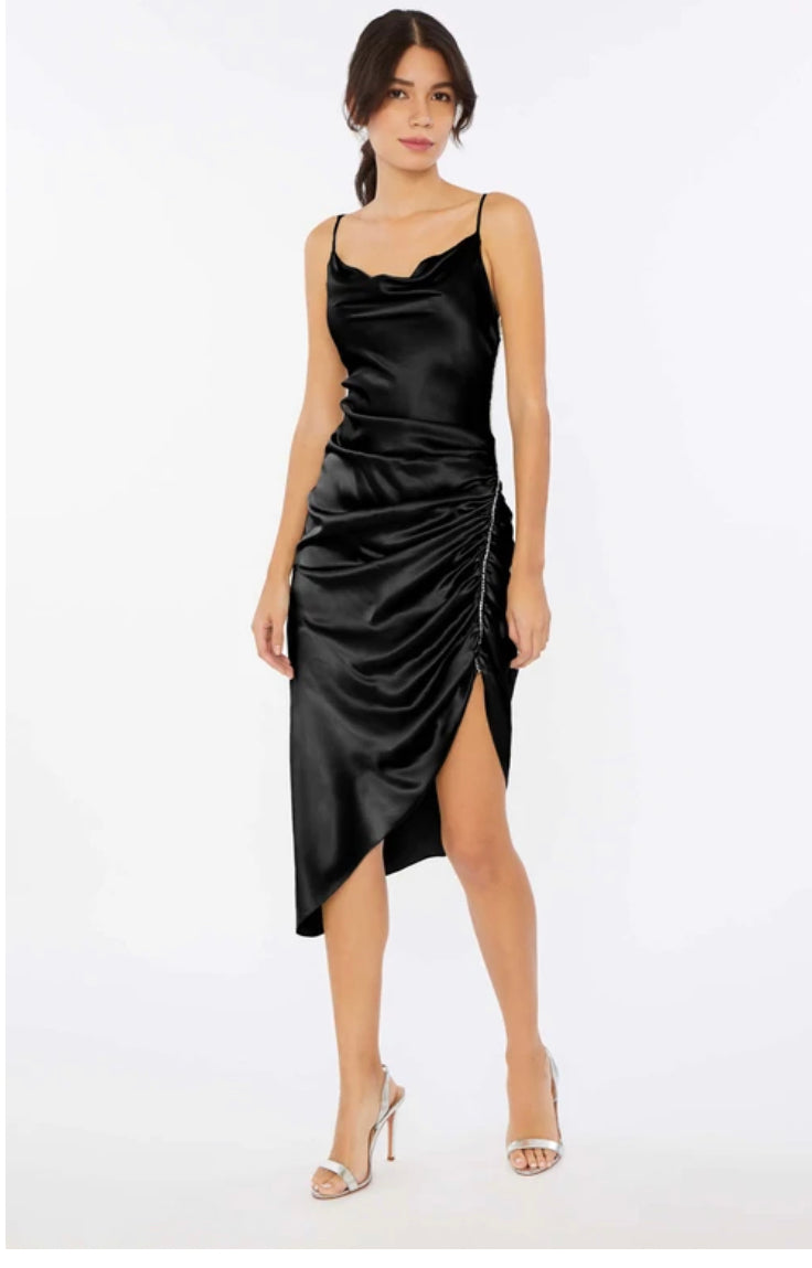 cinq a sept satin dress Cinq Sept Kordyn Satin Dress With Floral Hardware In Dark Sepia - 11% Off