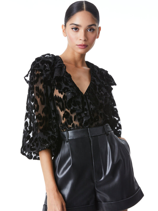 Alice + Olivia Laurette Ruffle Blouse