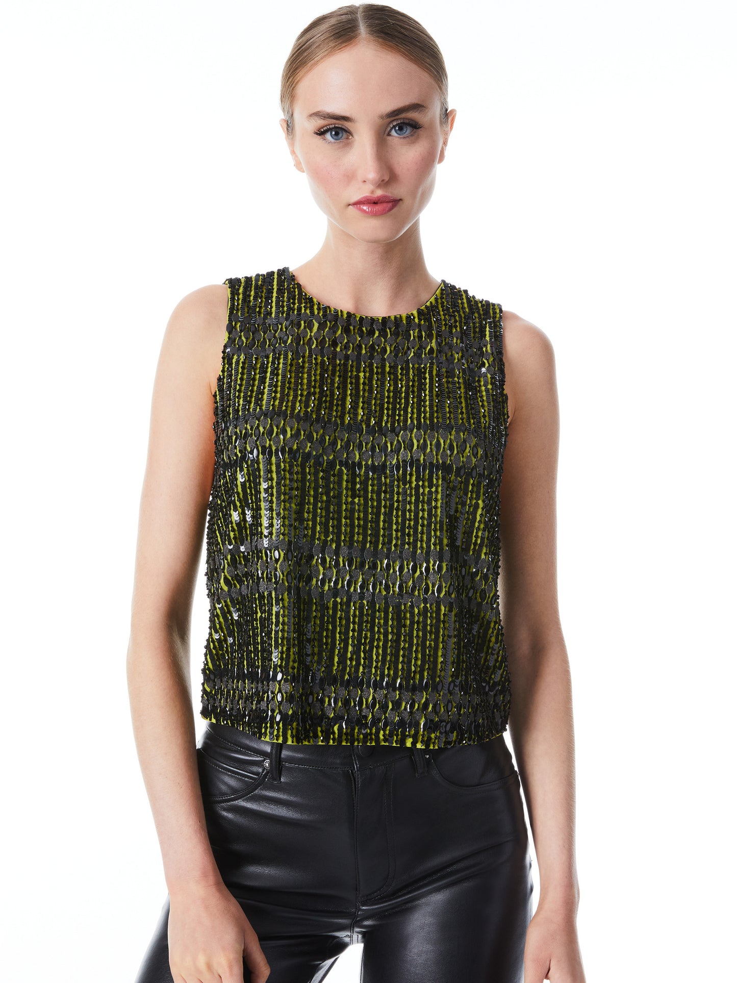 Alice & Olivia Amal Embellished Boxy Tank