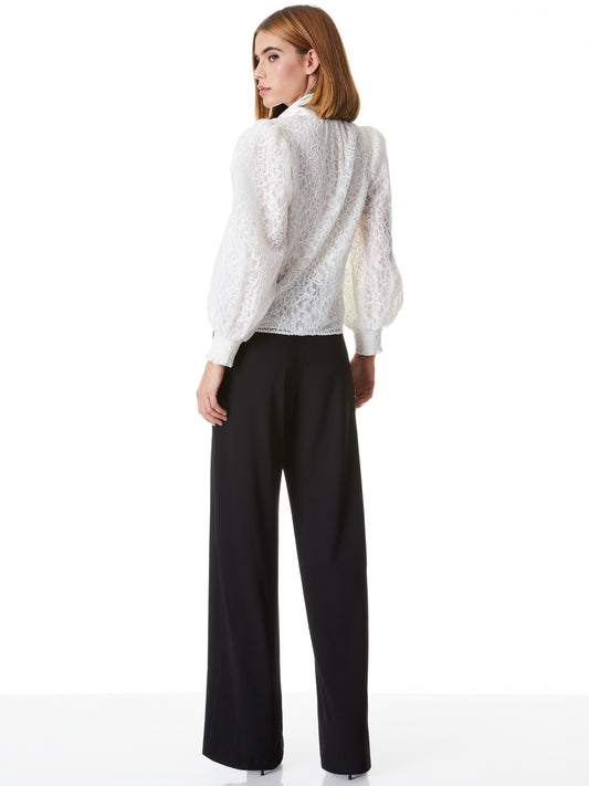 ALICE & OLIVIA BRENTLEY TIE NECK BLOUSE