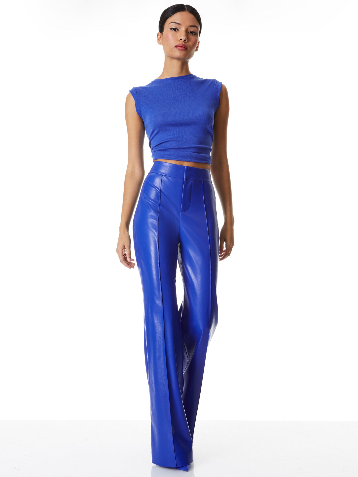 Alice & Olivia Dylan Vegan Leather Wide Leg Pant