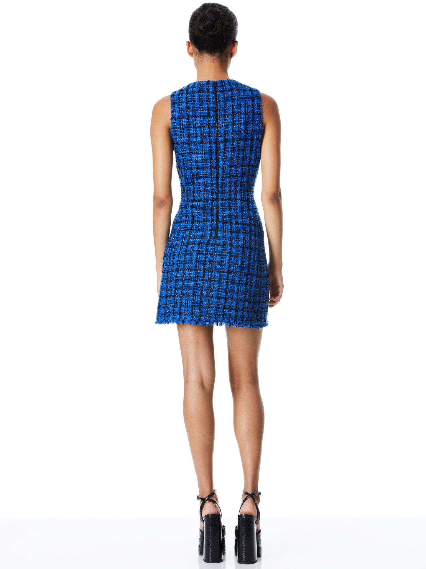 Alice & Olivia Clyde Frayed Fitted Shift Dress