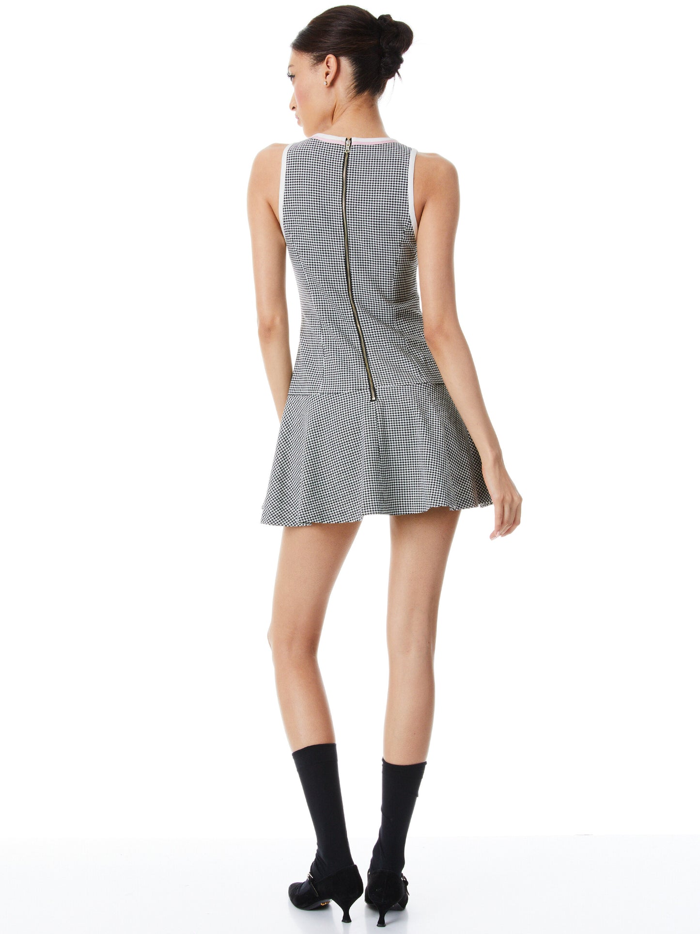ALICE & OLIVIA SIMA DROP WAIST FIT AND FLARE MINI DRESS