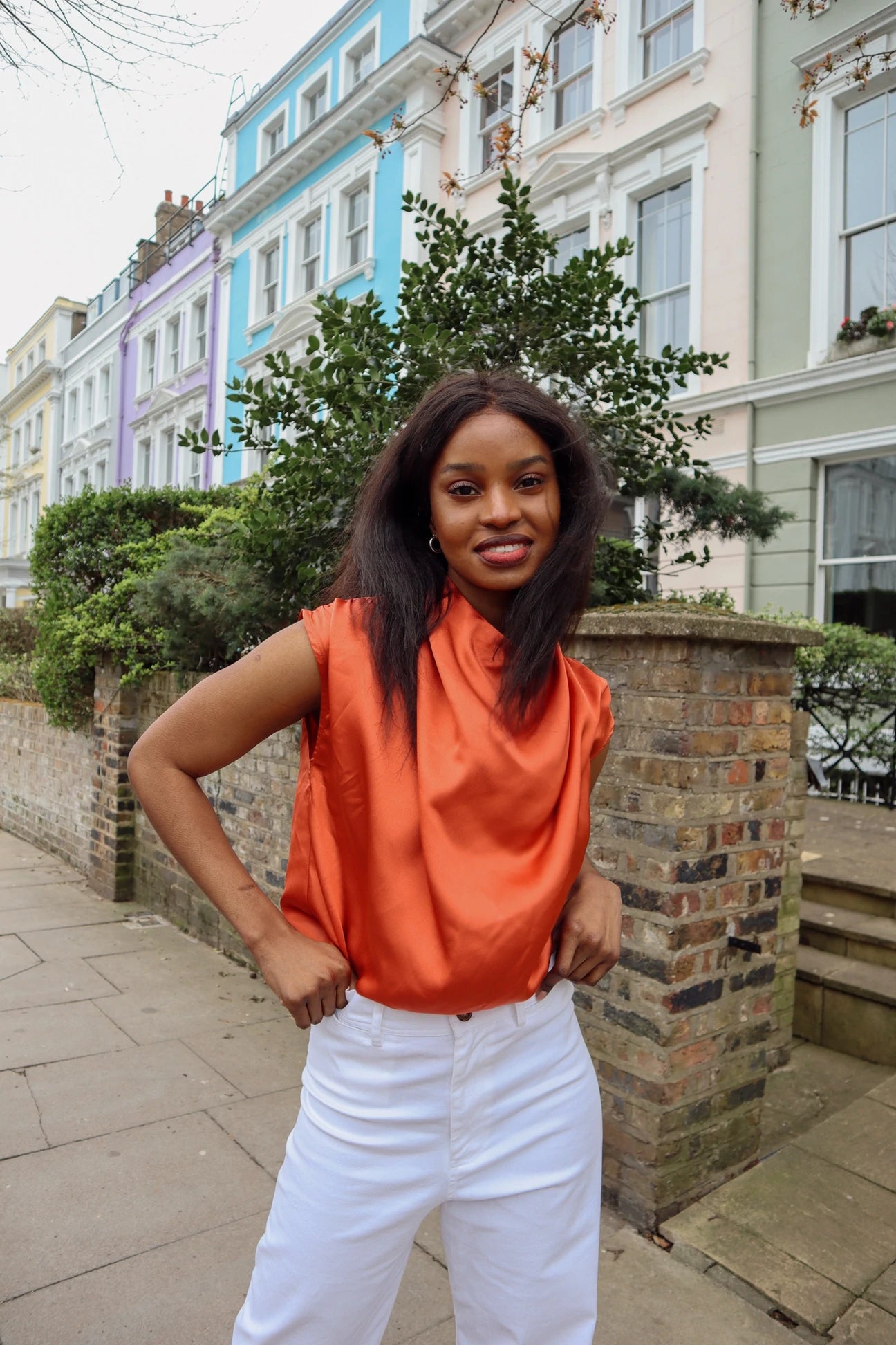Lauren Satin Coral Blouse