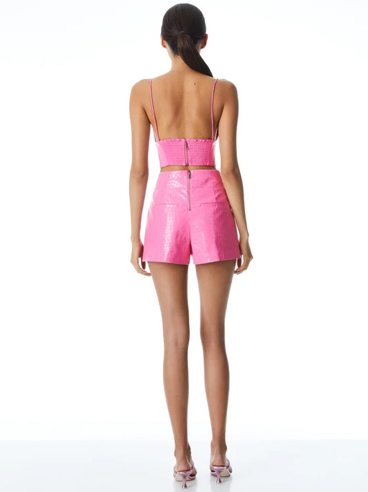 ALICE + OLIVIA DONALD VEGAN CROC HIGH WAISTED SHORT