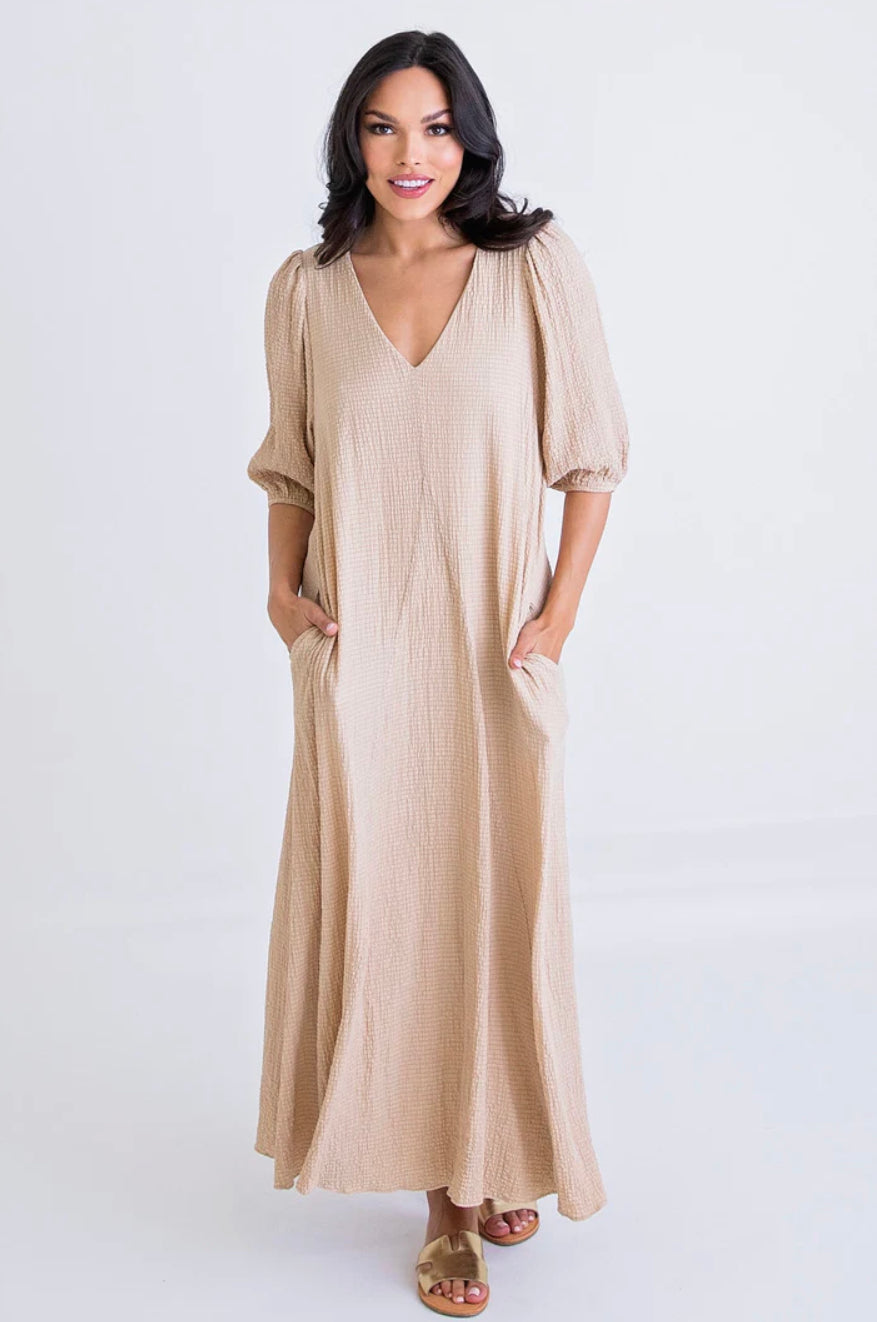 Solid VNeck Signature Maxi Dress