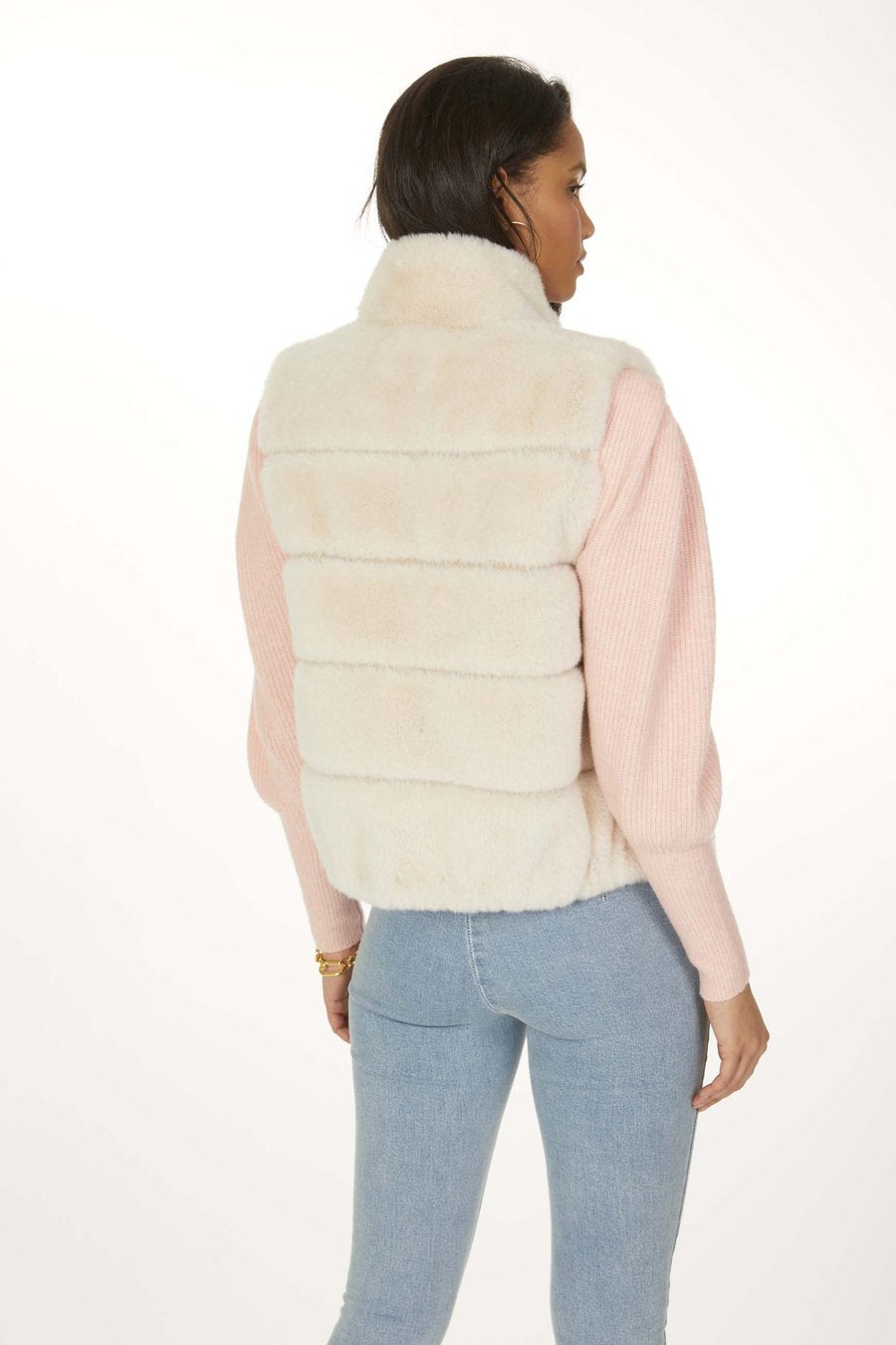 ROXANNE FAUX FUR VEST STONE