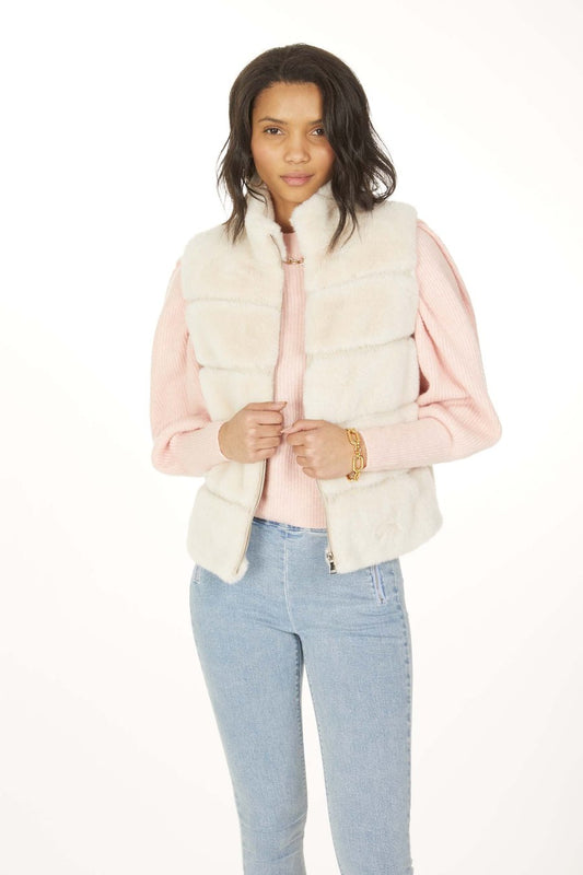 ROXANNE FAUX FUR VEST STONE