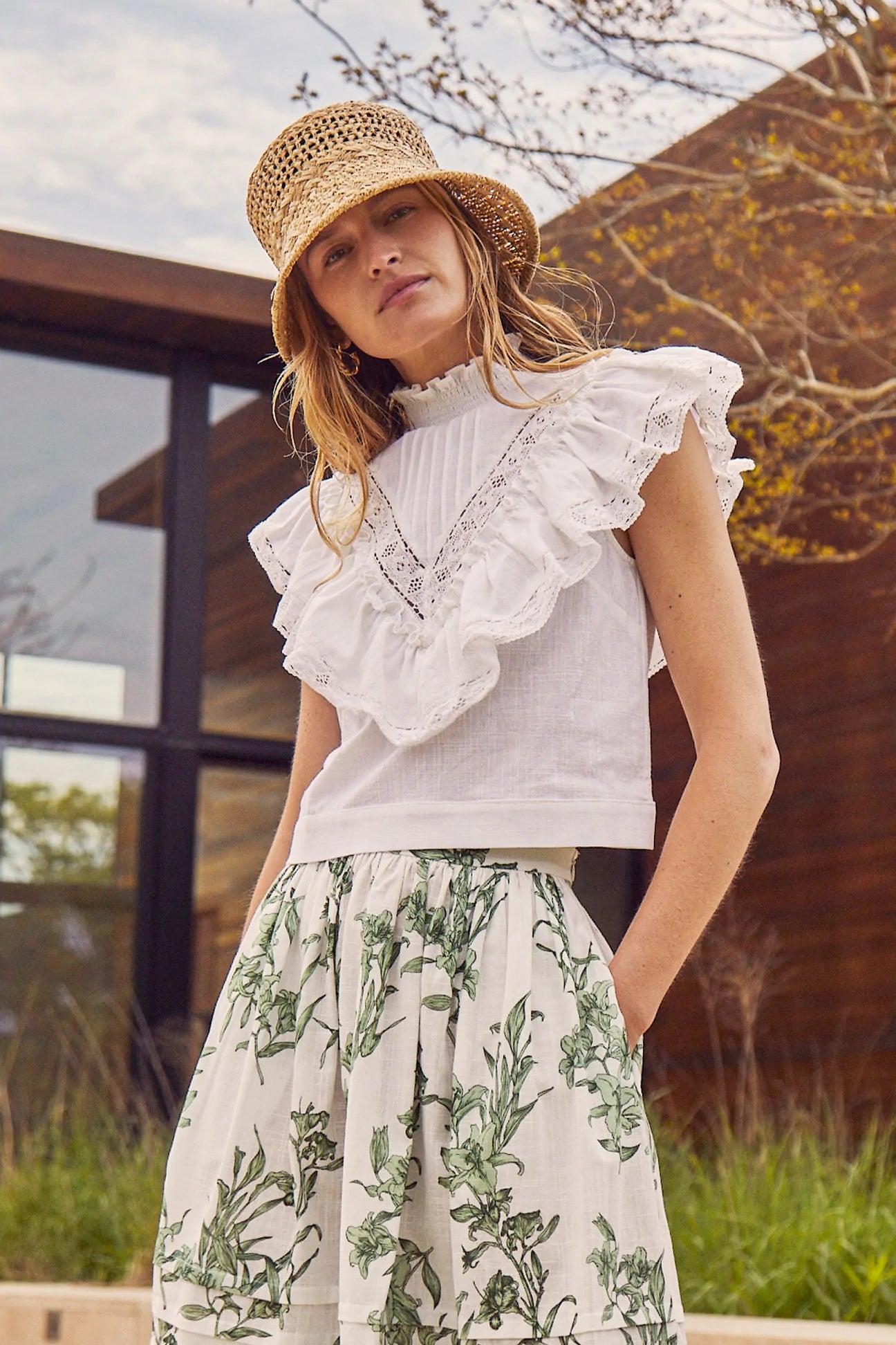 HUNTER BELL KATRINA TOP - OFF WHITE