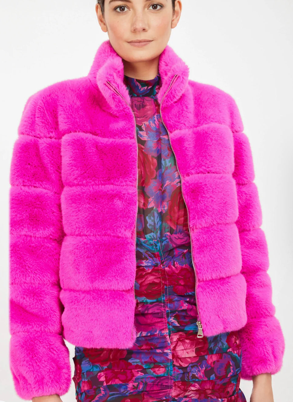 Generation Love Jodi Hot Pink Faux Fur Jacket