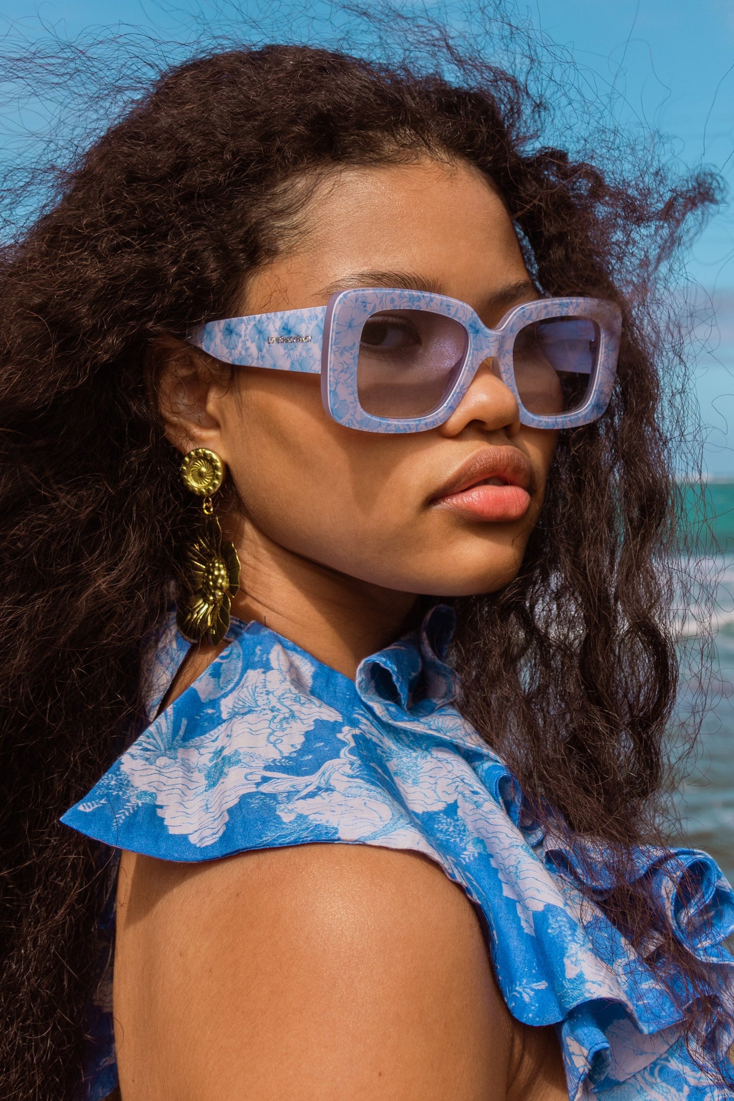 LoveShackFancy Arietta Sunglasses - Clear WAters