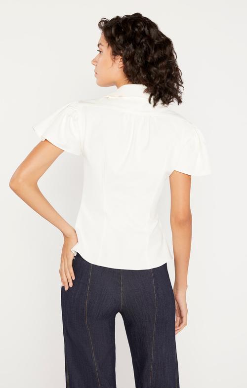 CINQ A SEPT FLUTTER SLEEVE MCKENNA TOP