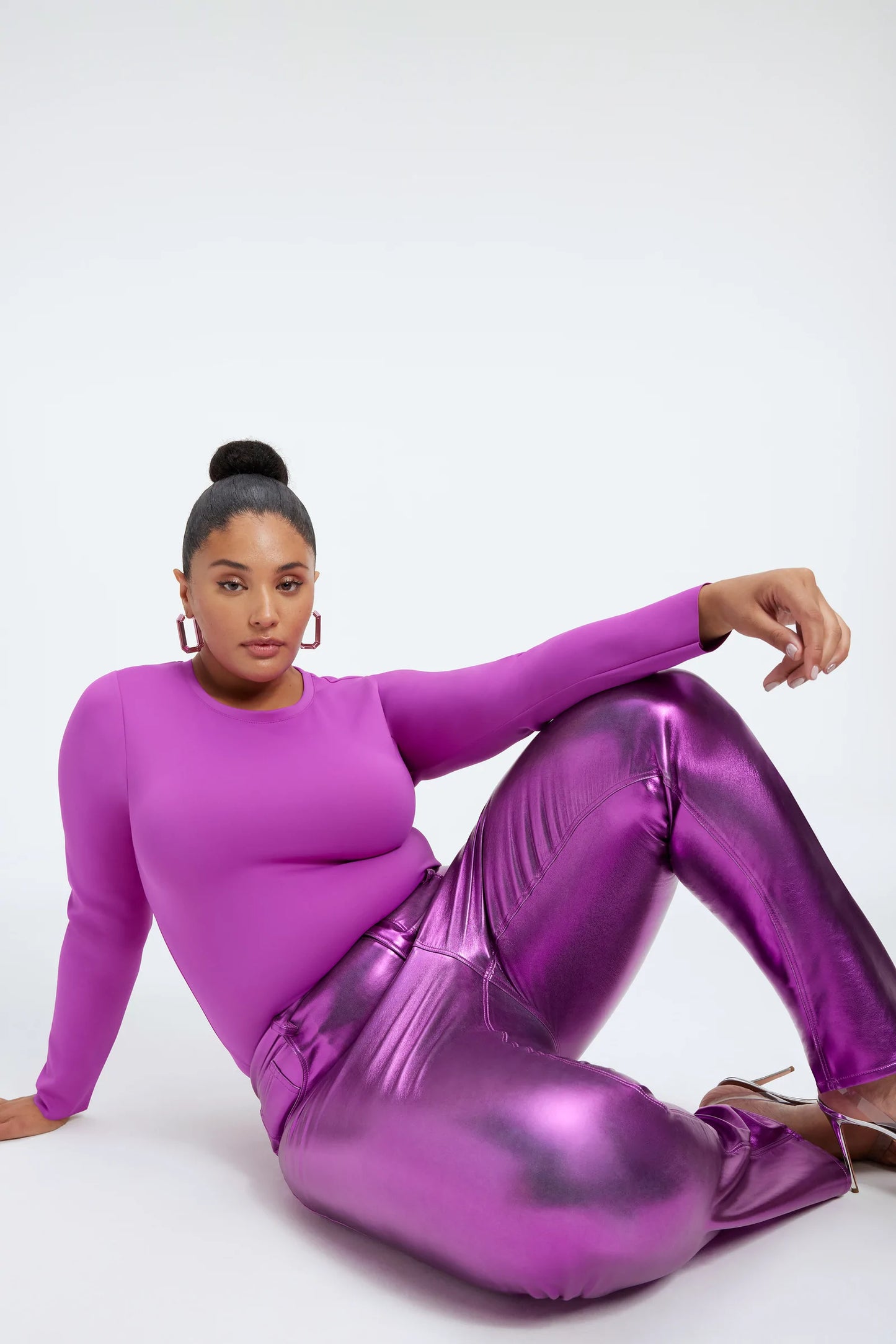 Good American Metallic Faux Leather Pants
