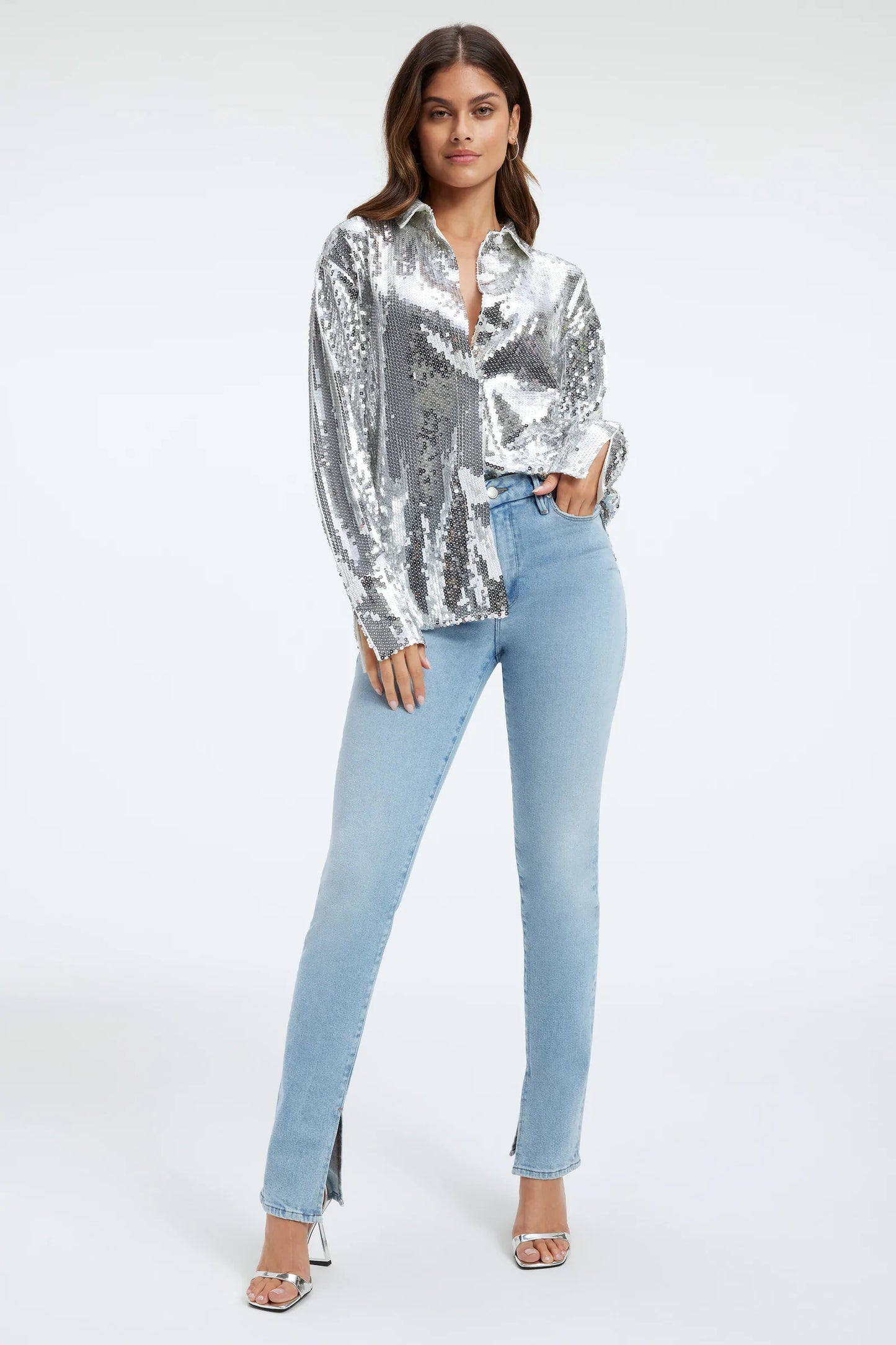 Good American Sequin Party Shirt