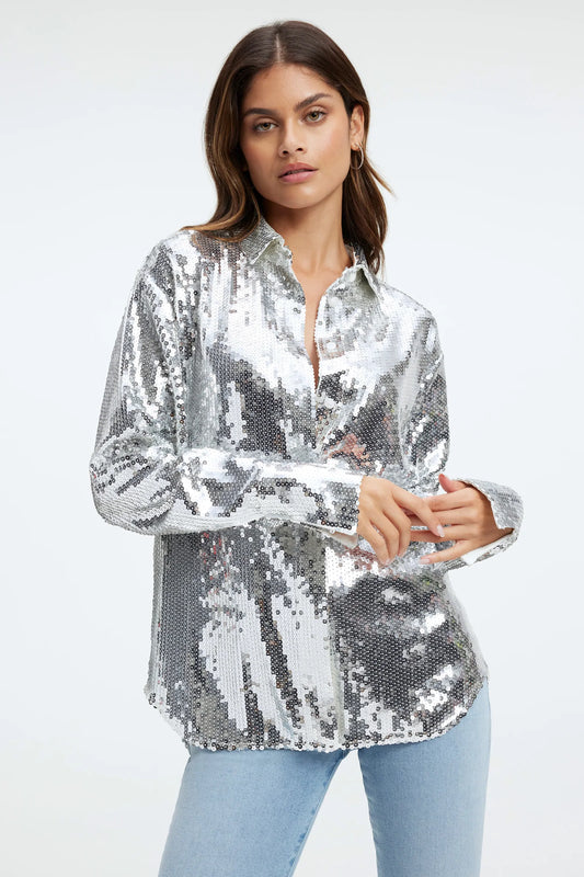 Good American Sequin Party Shirt