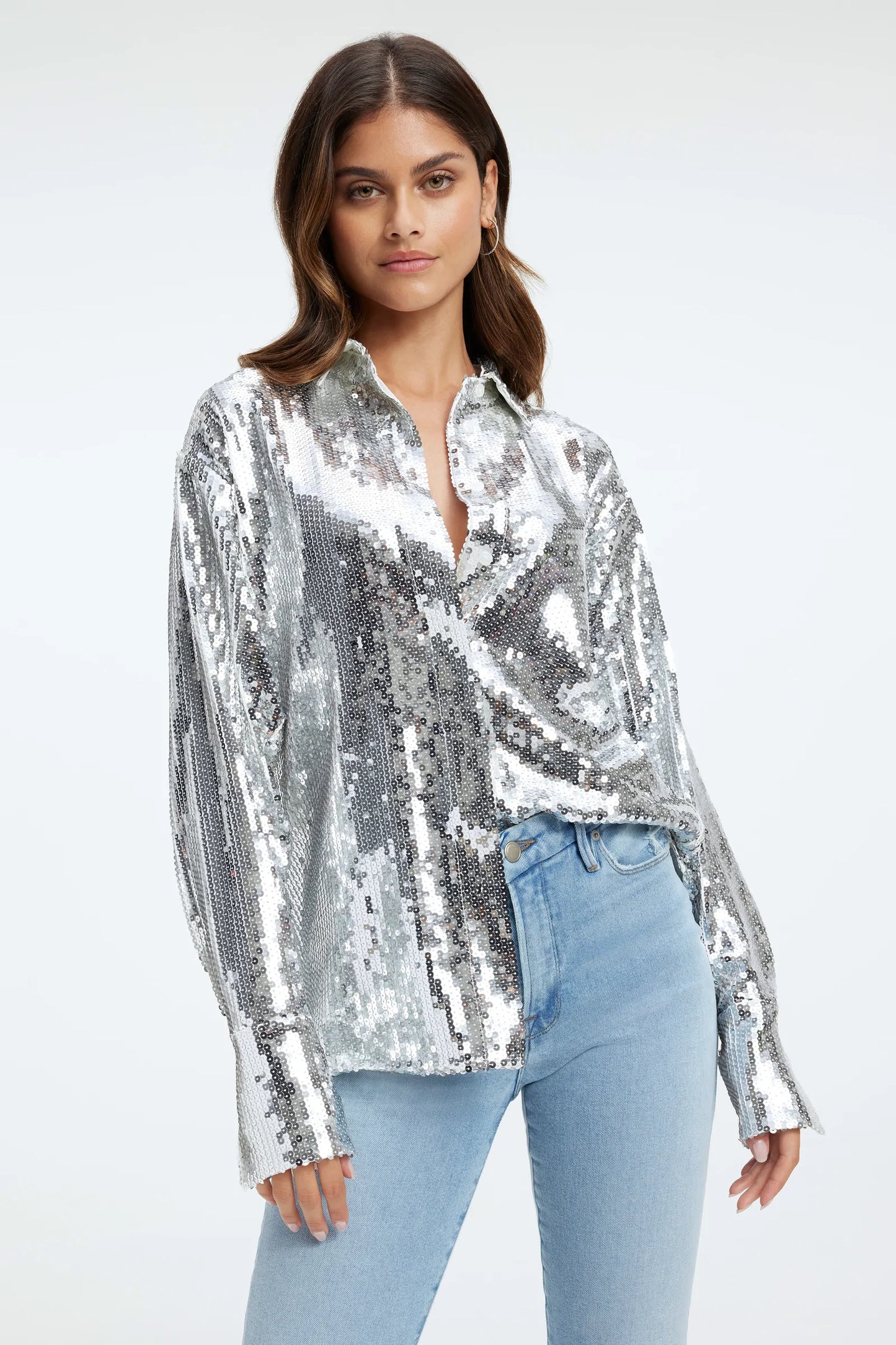 Good American Sequin Party Shirt