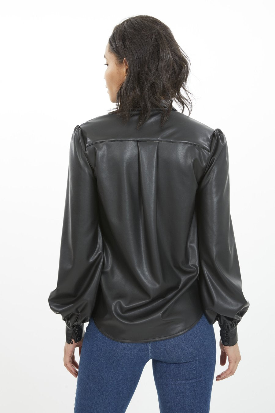 GENERATION LOVE SANDER VEGAN LEATHER BLOUSE
