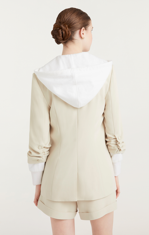 Cinq a Sept Hooded Khloe Jacket - Plaster/White