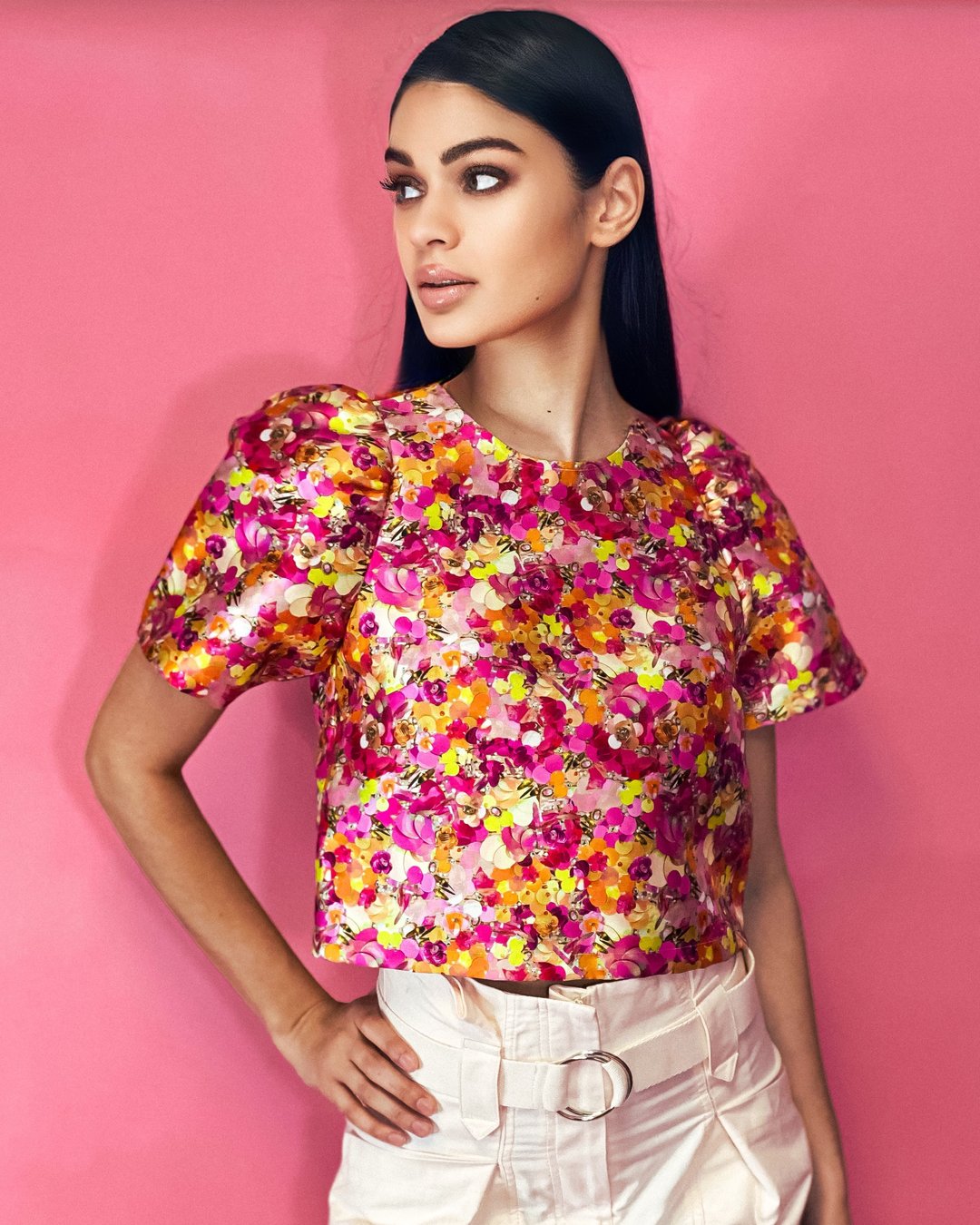 NEUBYRNE Sequin Print Top