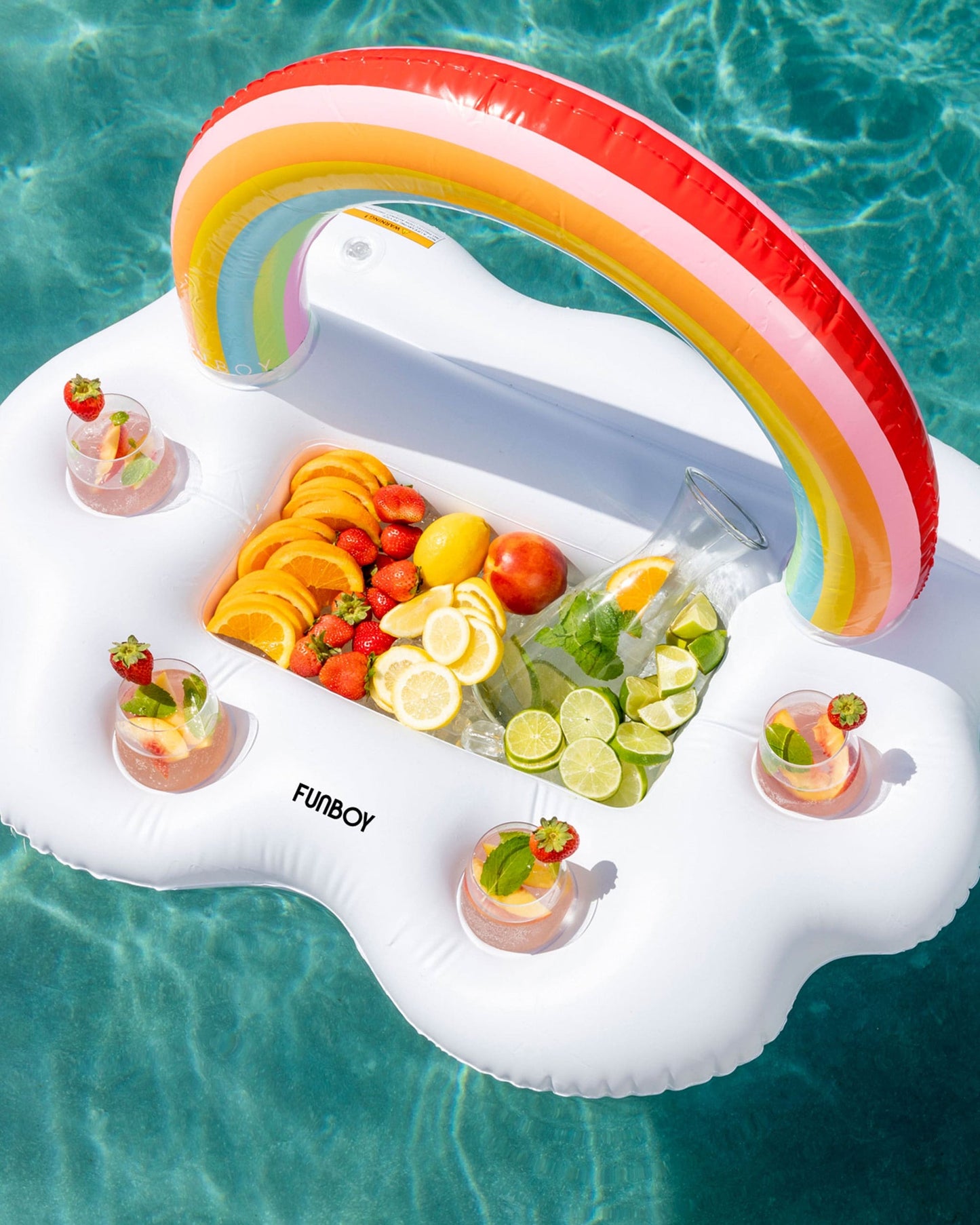 Inflatable Cooler = Rainbow Cloud Floating Drink Station
